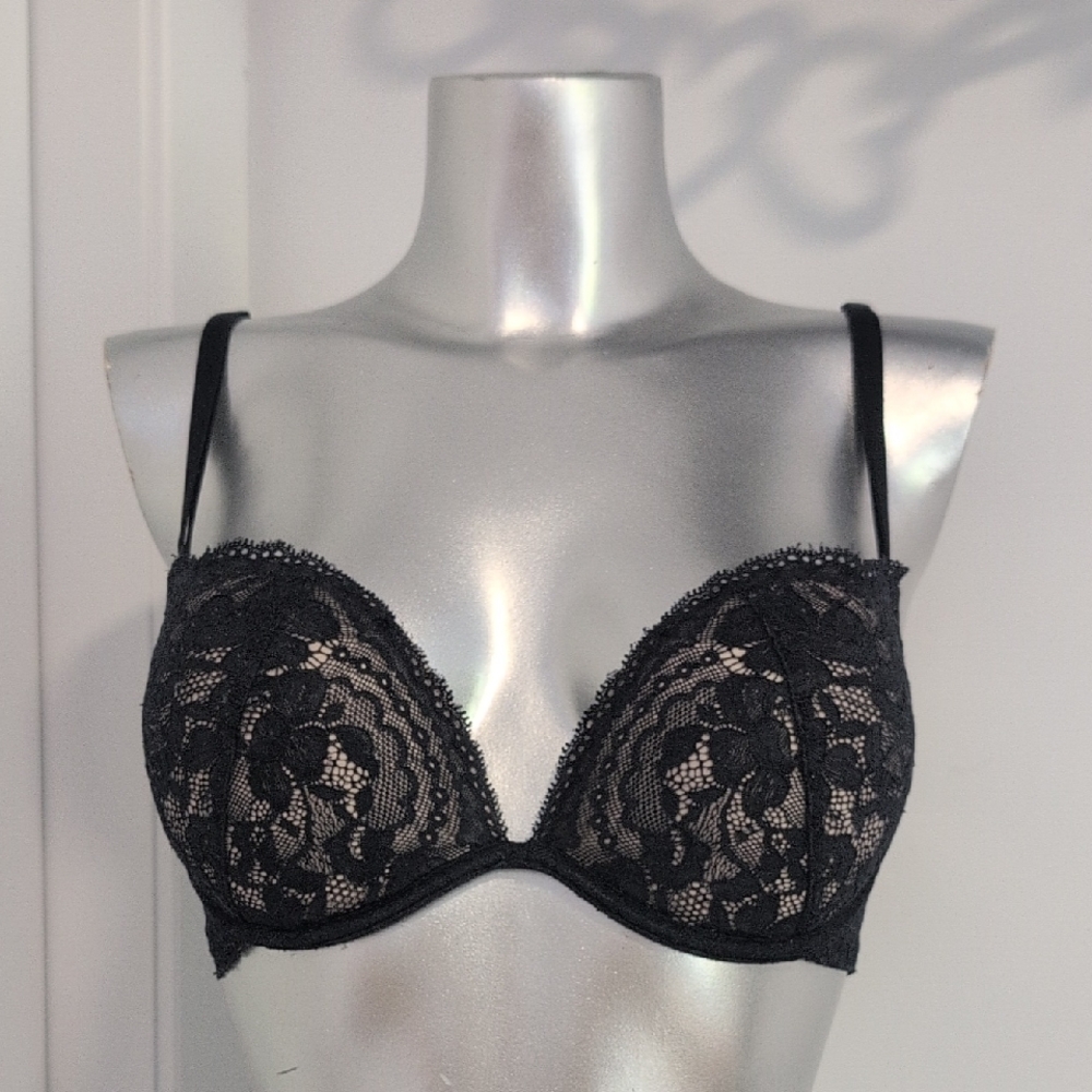 La SENZA Beige Bra With Black Lace 34 C